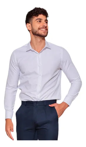 (COMPRE 1 LEVE 2) Camisa Social Masculina Slim Com Elastano Premium