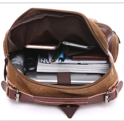 Mochila Executiva de Lona com detalhes em Couro Fiorinni