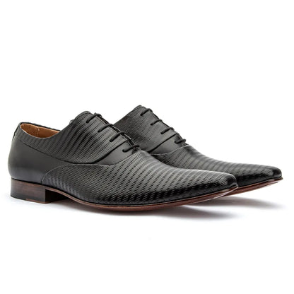Sapato Vittorio Social Oxford com Textura Preto - 328