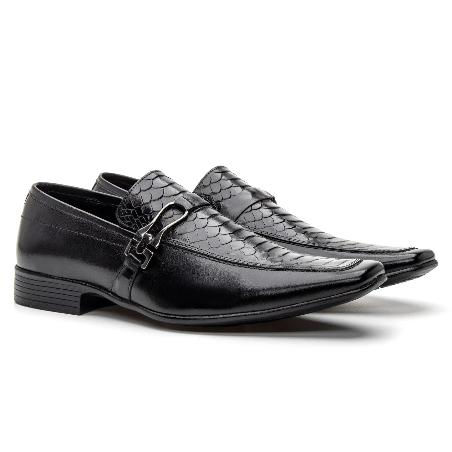 Sapato Social Vanguarda Preto Textura de Cobra - 4603