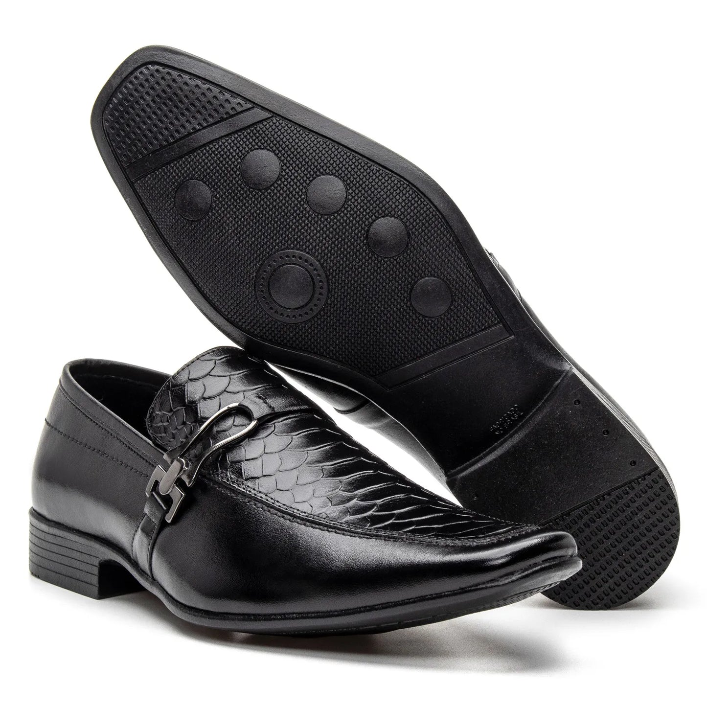 Sapato Social Vanguarda Preto Textura de Cobra - 4603