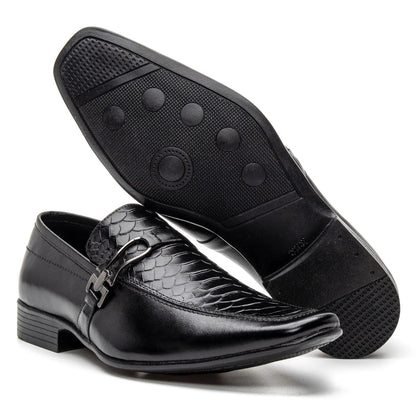 Sapato Social Vanguarda Preto Textura de Cobra - 4603