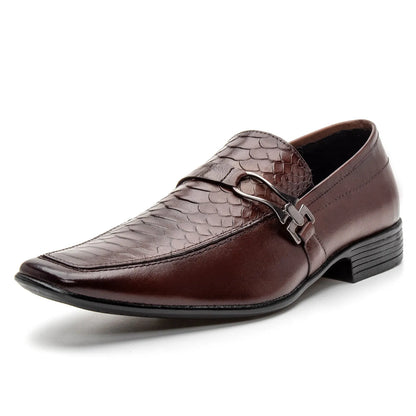 Sapato Social Vanguarda Tabaco com Textura de Cobra - 4603
