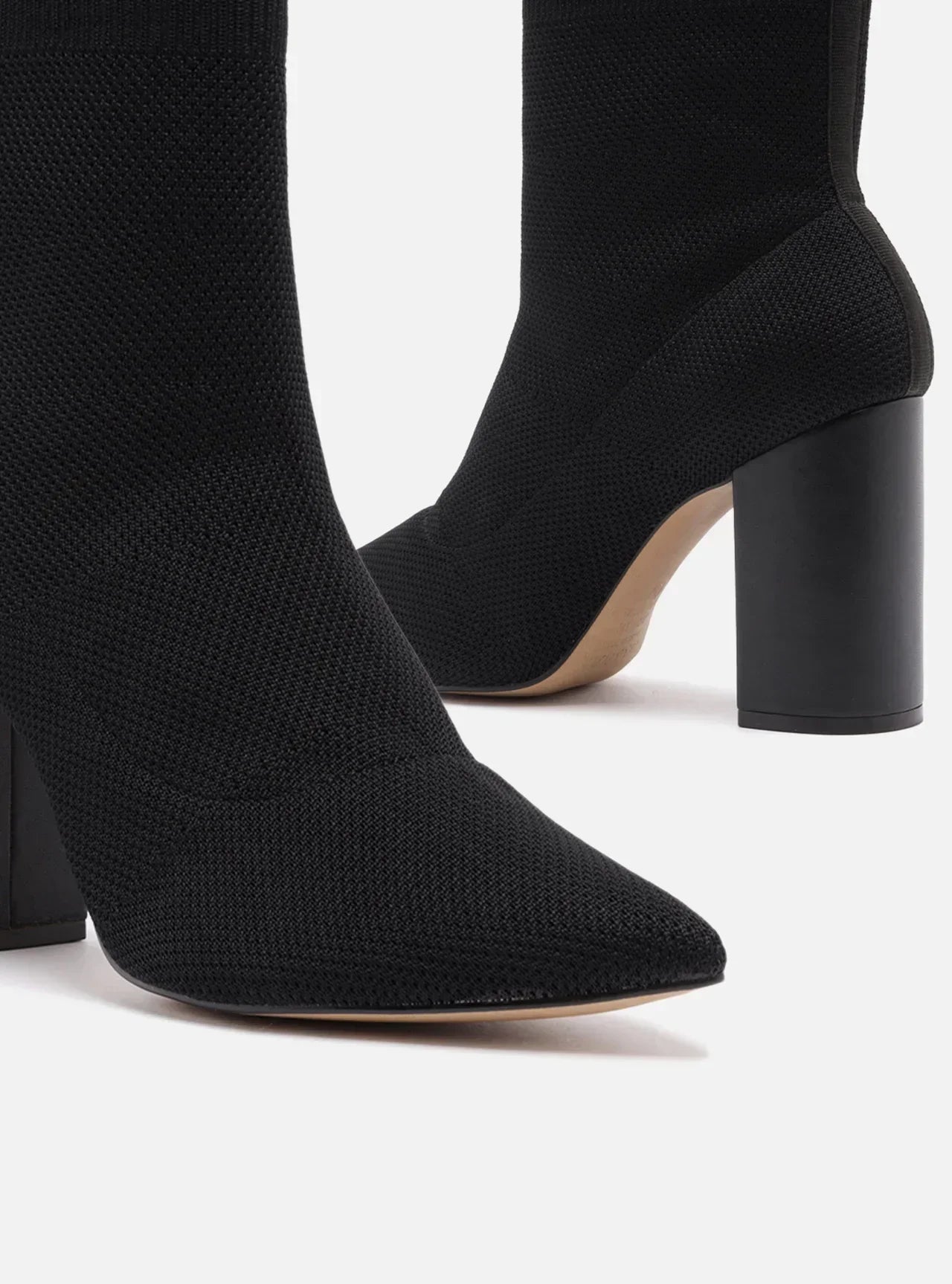 Skinny Boot Preta Knit Salto Bloco Helena